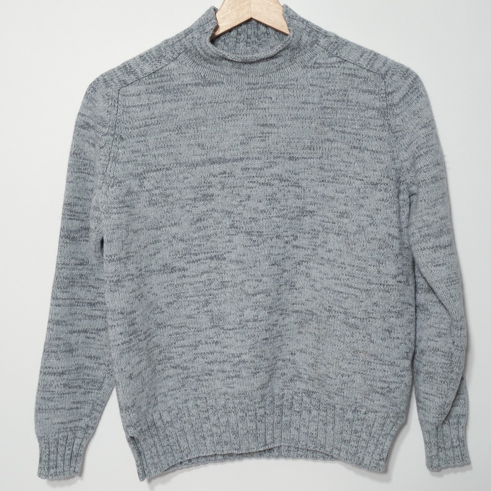 Peter Millar Mock Neck Sweater Mens Cotton Merino Wool Knit Small Grey